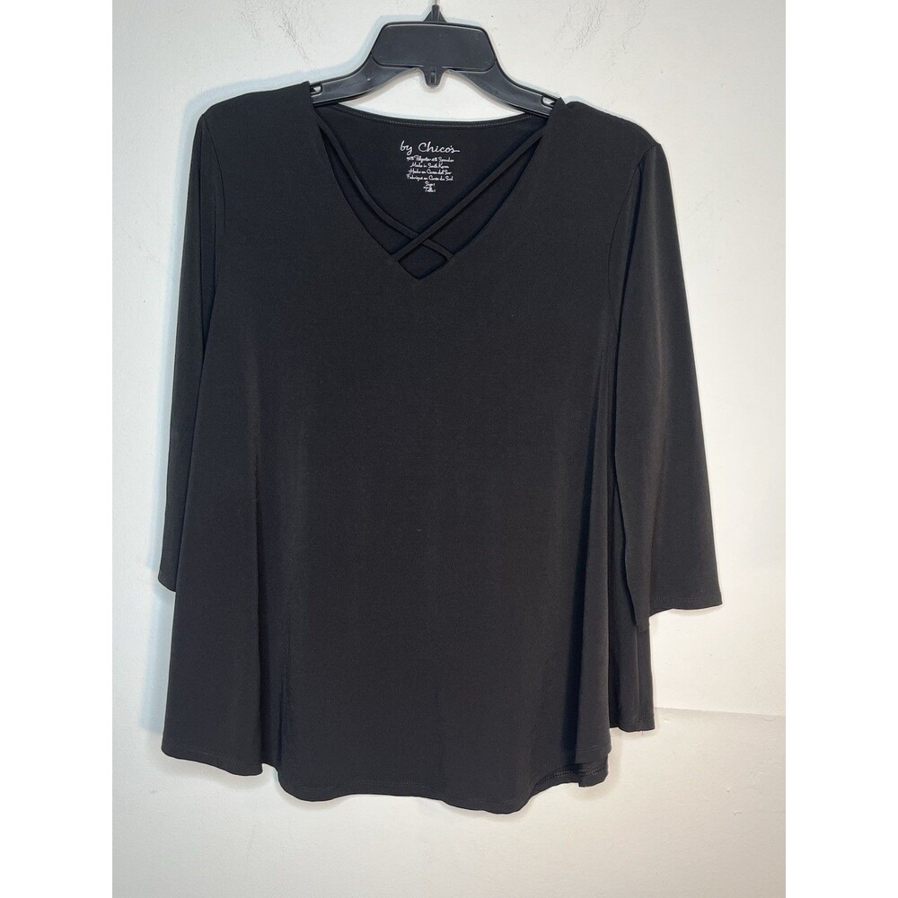 Chicos Black Criss Cross  Top sz M 1 10 12